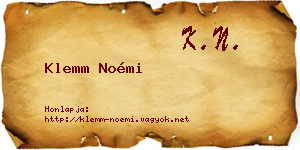 Klemm Noémi névjegykártya